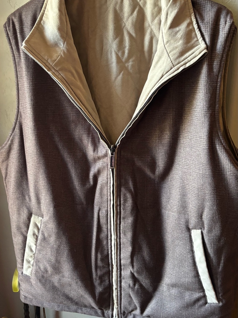 Johnston & Murphy Reversible Quilted Vest Men’s XL Brown Tan Full Zip